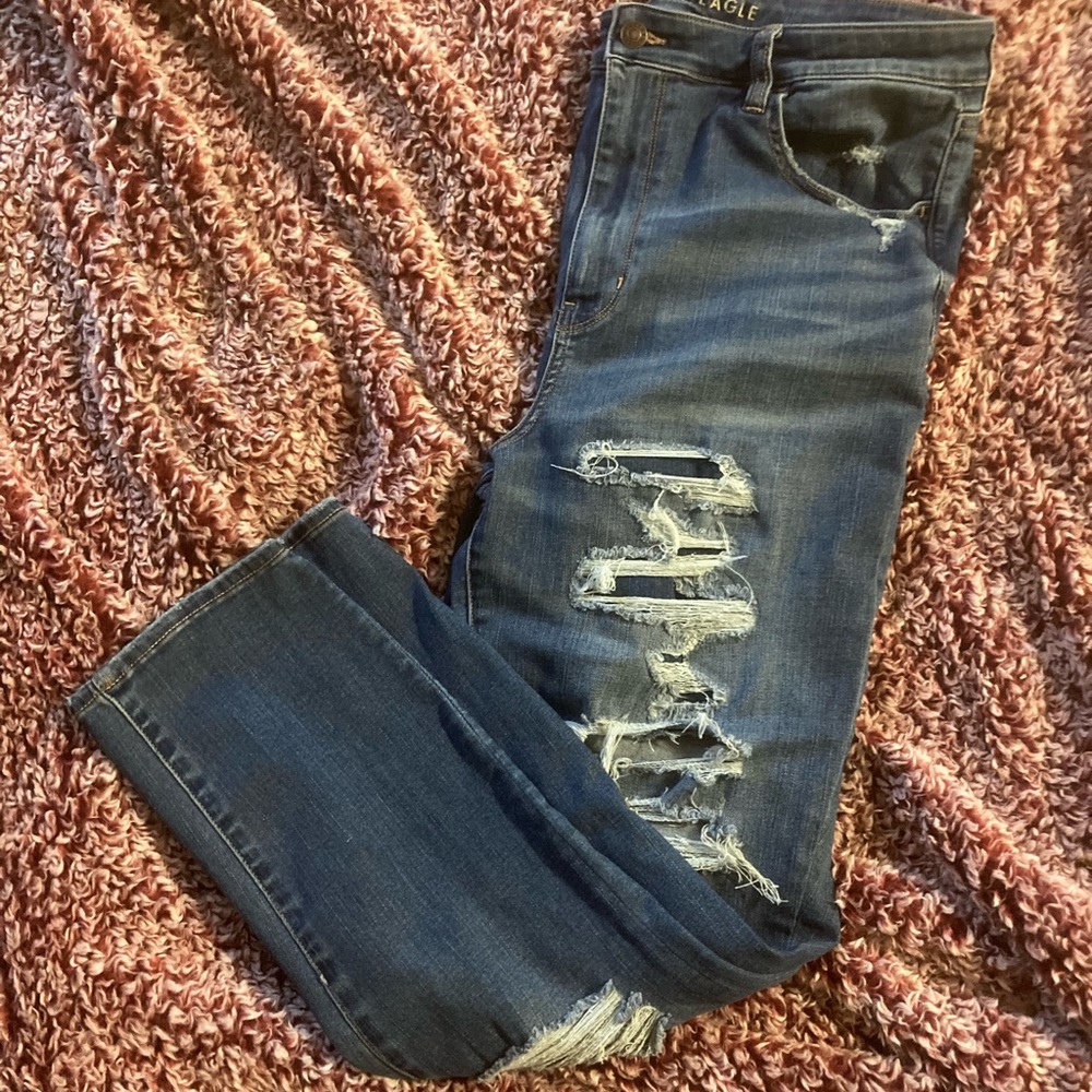 Crazy comfy trashed American Eagle jeans